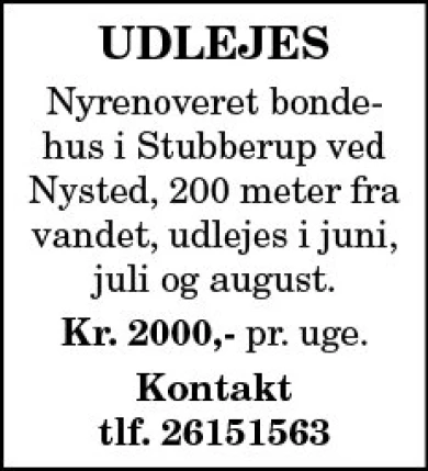 Annonce for  Jette Stentebjerg