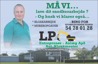 Annonce for  L. P. Entreprenør - Anlæg Aps